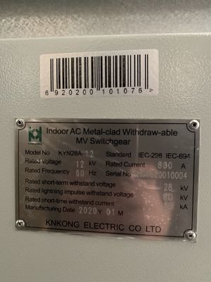 Bảng điều khiển chuyển mạch KYN28A-12 Lv Thiết bị đóng cắt có thể rút ra 6KV